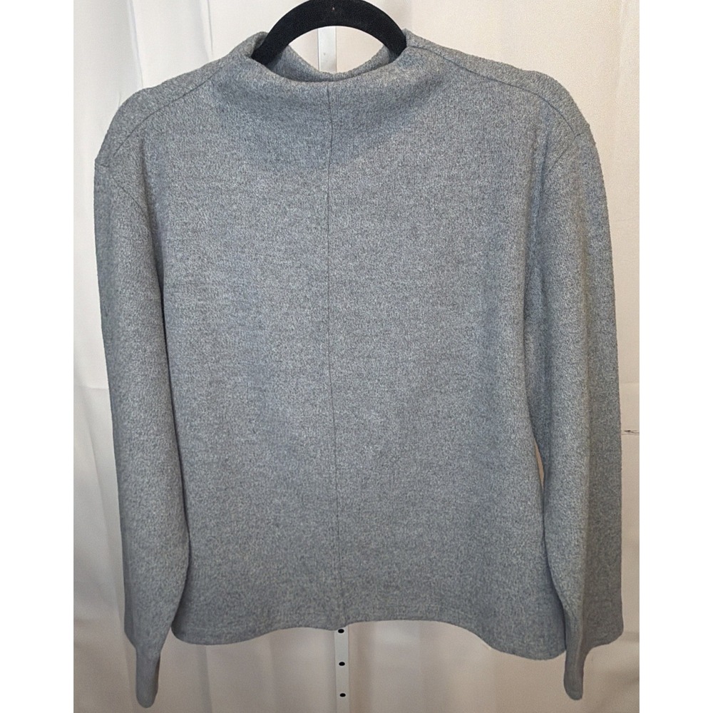 A New Day Womens M Gray Brushed Mock Neck Sweatshirt Pullover Soft Cozy